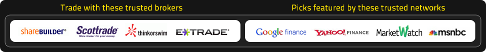 Trusted Brokers - sharebuilder, scottrade, thinkorswim, ETrade. Trusted Networks - Google Finance, Yahoo Finance, MarketWatch, msnbc.
